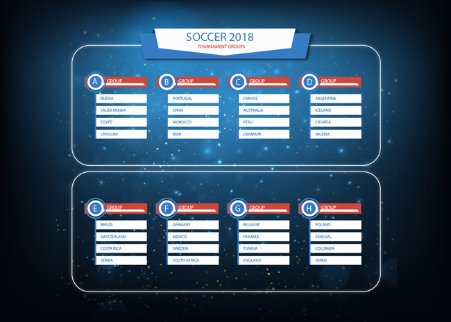 世界杯足球比赛蓝色背景创意球队比赛信息