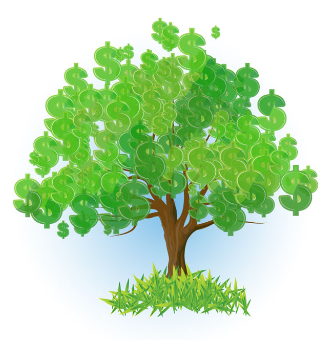 绿色创意美元符号构成的一颗大树造型设计