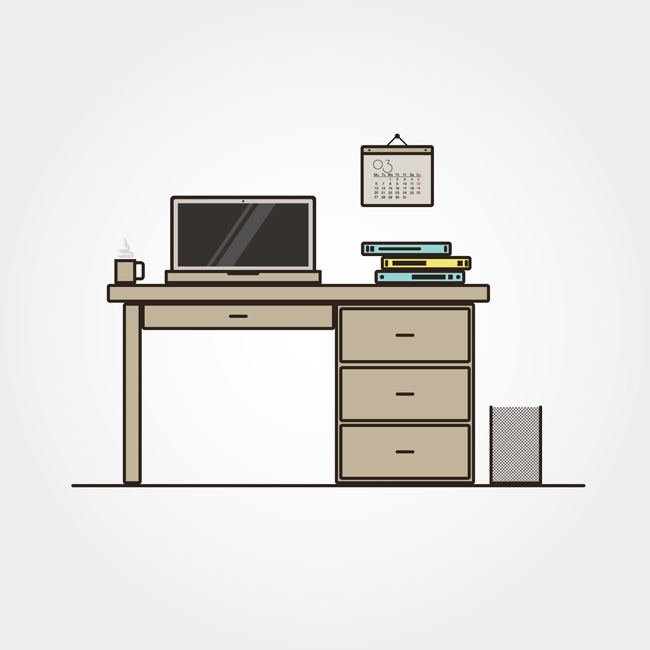 家庭办公桌室内电脑桌造型设计矢量素材