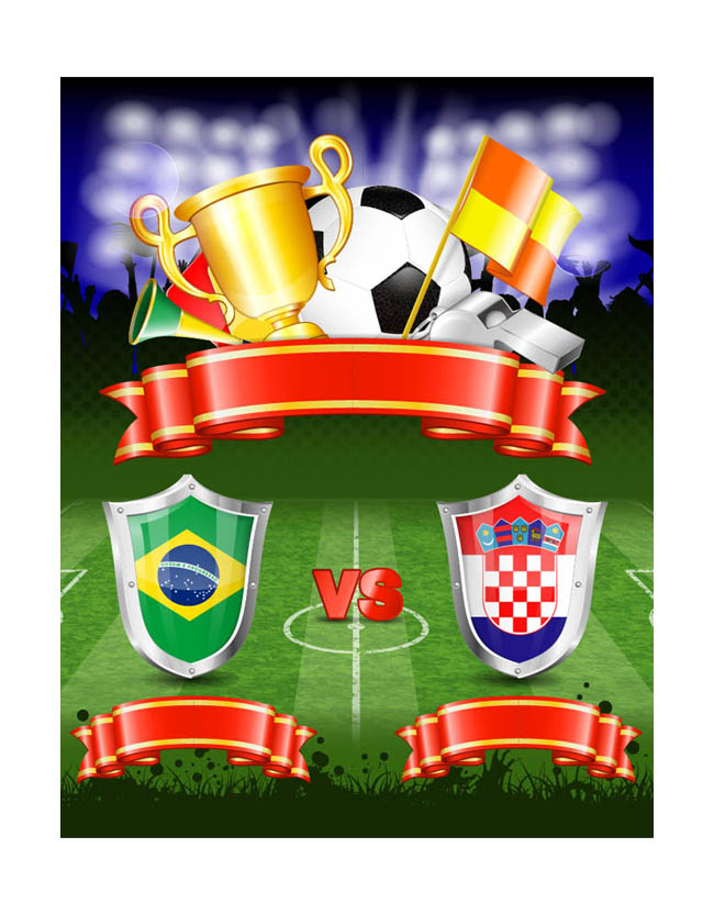 足球比赛中巴西队与其他队比赛海报设计素材