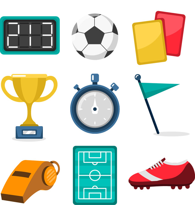 世界杯比赛场馆的各种比赛规则道具图标设计