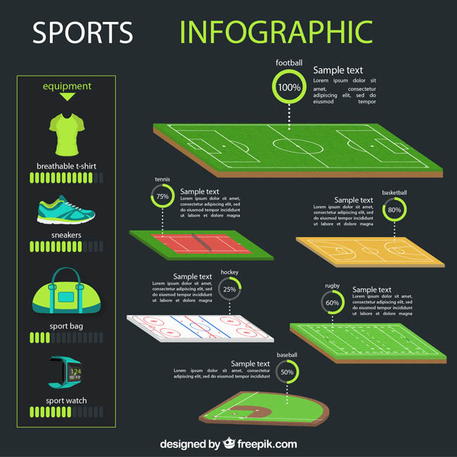 各种体育运动场地数据表背景设计素材下载