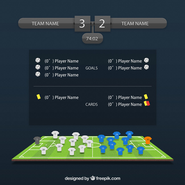 黑色调足球比赛成绩公布背景设计素材