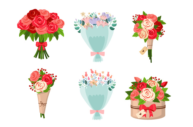 多款情人节花朵花卉包装设计矢量素材