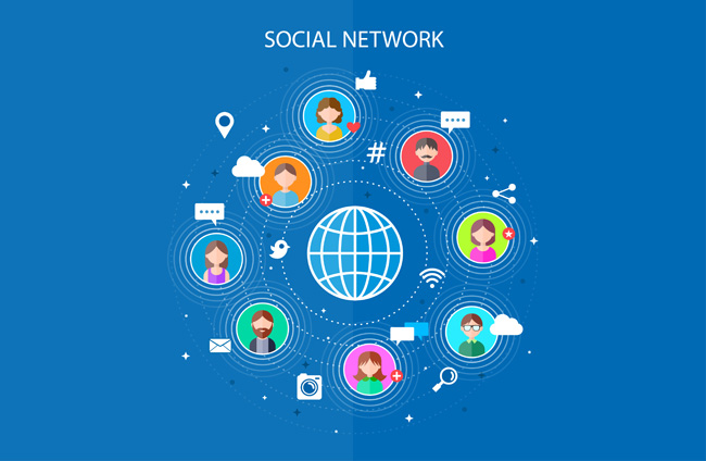 社交平台各种链接用户之间关系网络背景设计