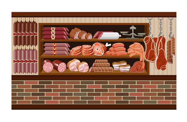 肉类超市货物架展品场景设计