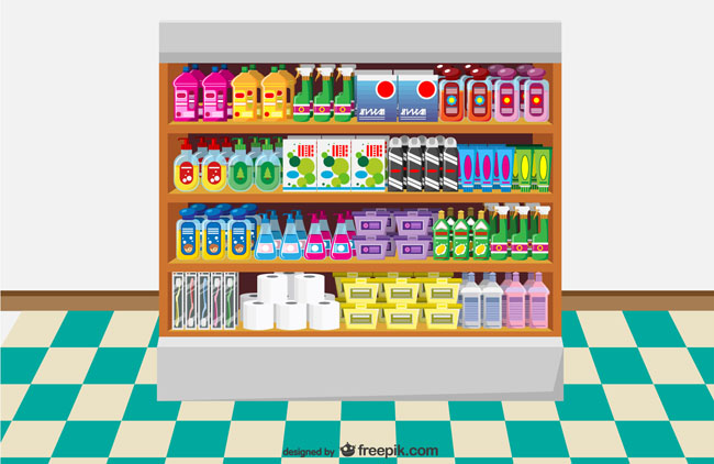 生活用品货物展架场景设计素材
