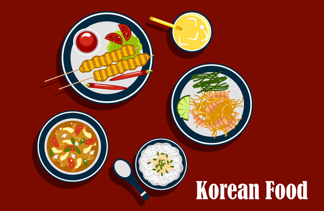 汤锅韩国美食食谱背景设计矢量素材