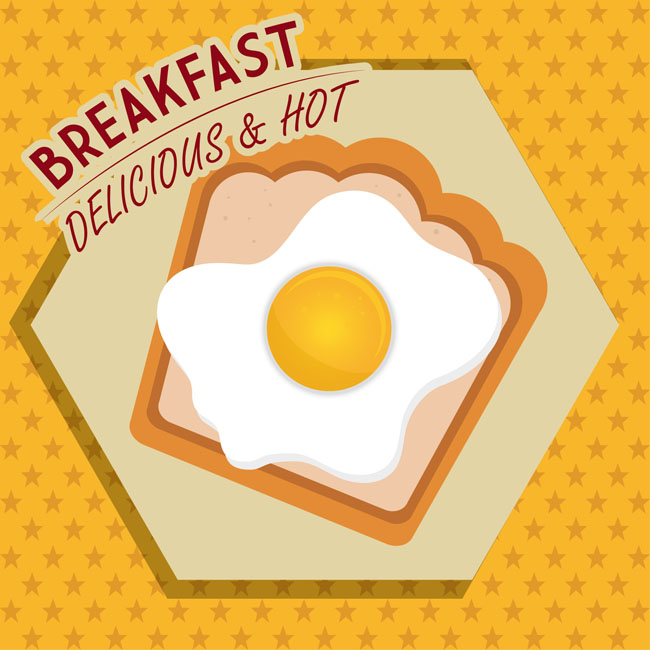 鸡蛋面包早餐最佳搭配美食背景设计