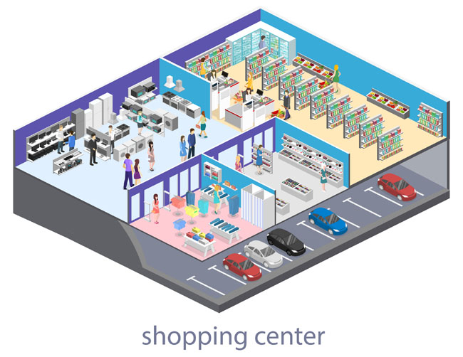 大型购物中心的停车场立体模型场景设计