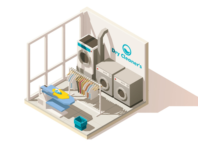 立体感洗衣工作室场景设计矢量素材