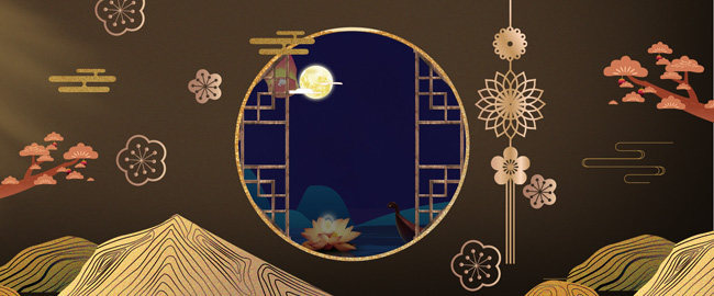 复古中国风创意海报背景中秋节主题素材