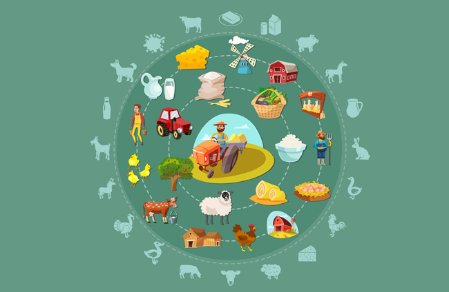 创意农场的各种动物图标设计素材