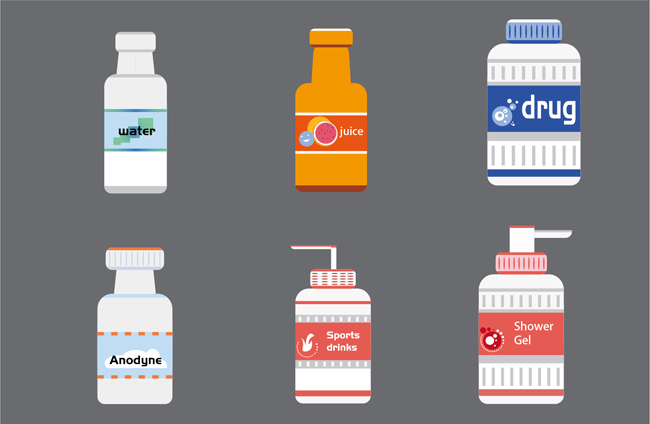 6款扁平化药瓶包装设计矢量素材