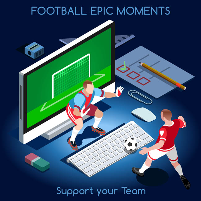 创意电视虚拟与现实结合的足球运动赛