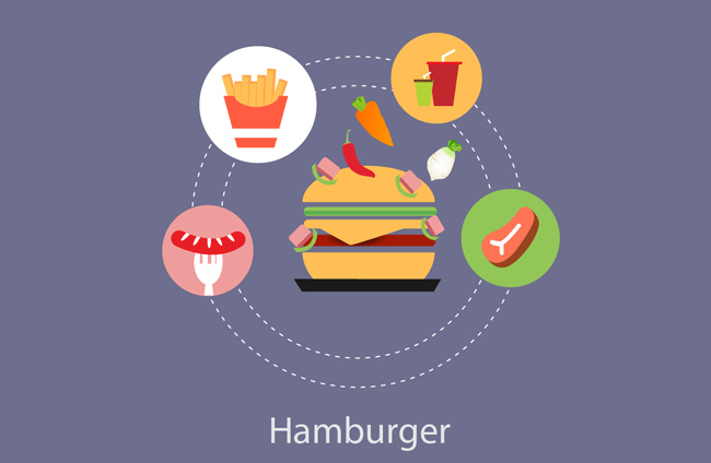汉堡食物配菜食物图标设计矢量素材