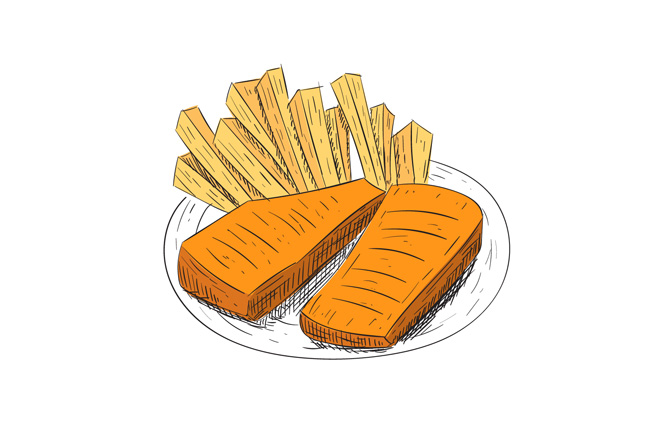 手绘快餐食品菜肴背景设计素材