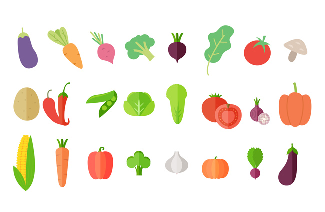 蔬菜扁平化食材元素大全图标设计素材