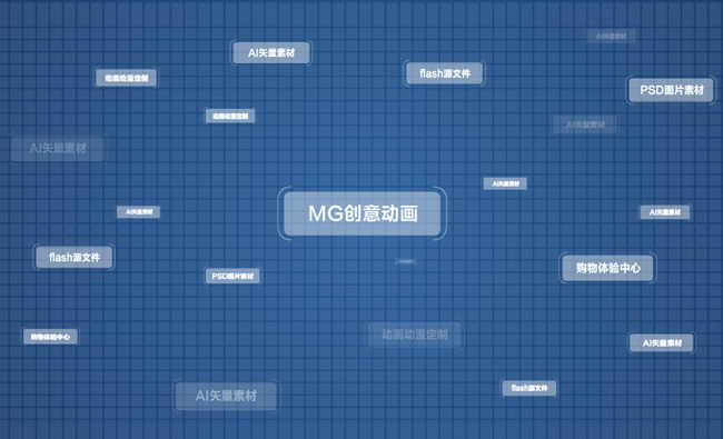 透明图标带字幕的动态效果MG动画素材