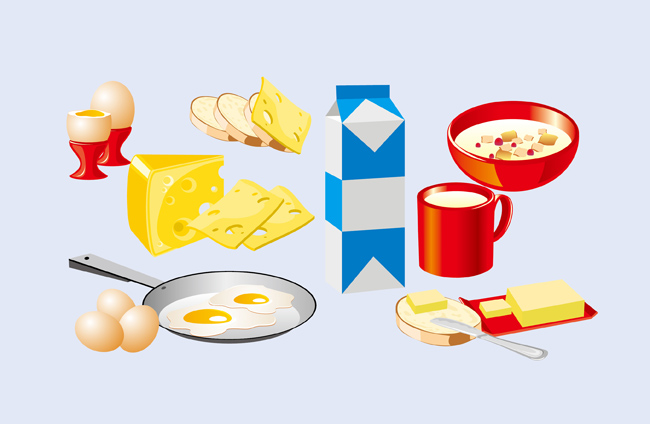 卡通早餐美食背景设计矢量素材