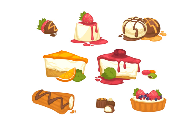 卡通插画蛋糕美食甜点食物背景设计