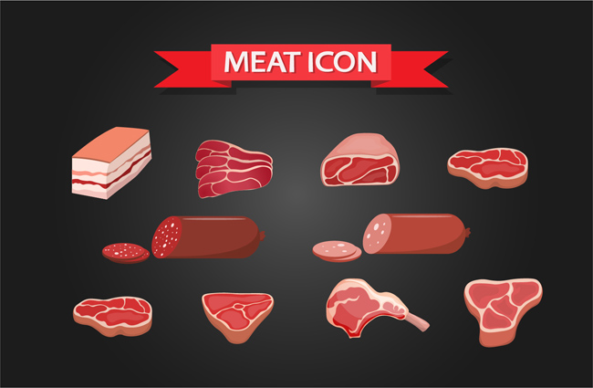 各种瘦肉美食造型设计图案矢量素材