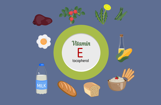 各种含有维生素e的蔬菜图案背景表设计
