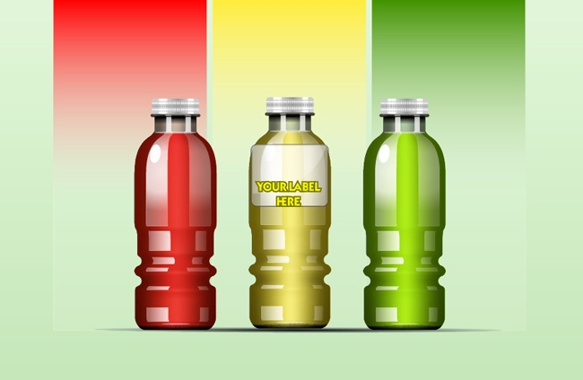 不同颜色的饮料瓶包装设计矢量素材