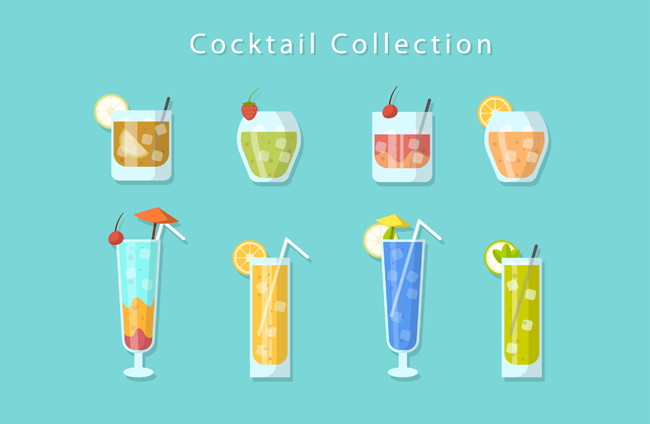 鸡尾酒杯造型创意扁平化图案设计素材