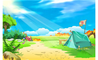 flash动画制作背景野外的帐篷露营场景