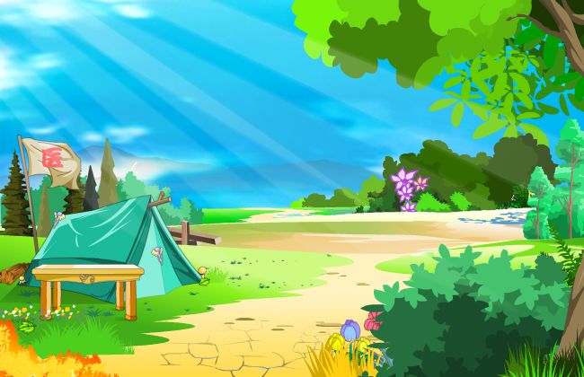 扎营在野外的医疗帐篷动画背景素材下载