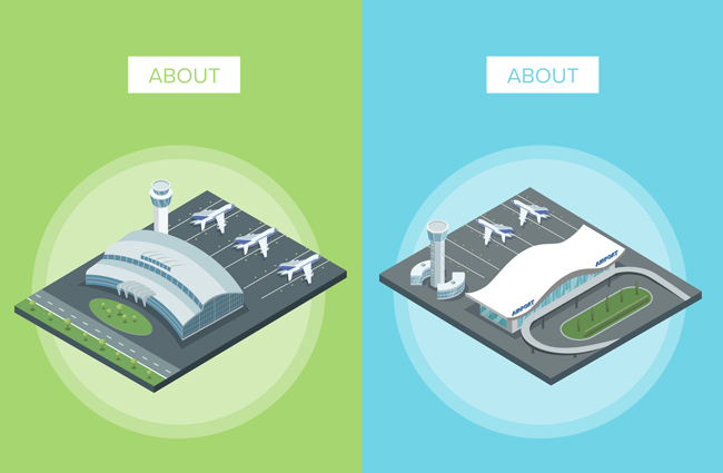 机场交通运输场景背景图标设计矢量素材