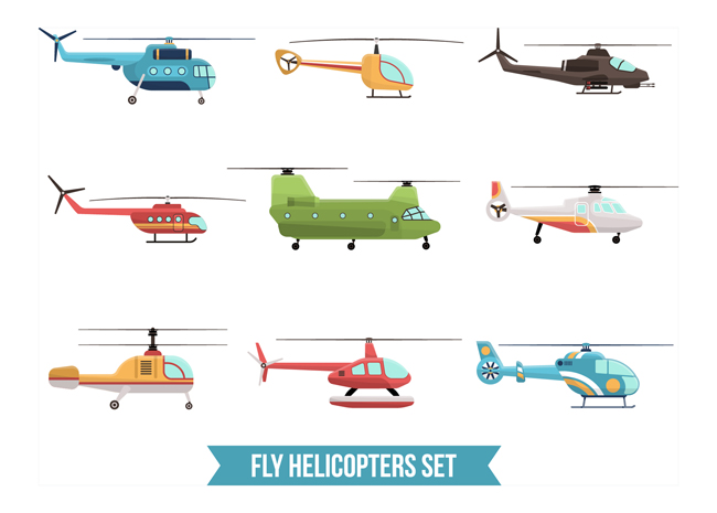9款不同用途的直升飞机造型设计素材下载