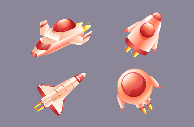 卡通宇宙飞船造型设计图标设计素材