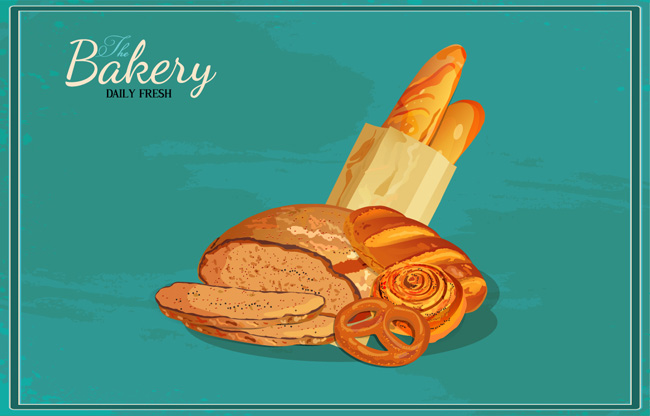 复古风格的面包美食海报背景设计素材