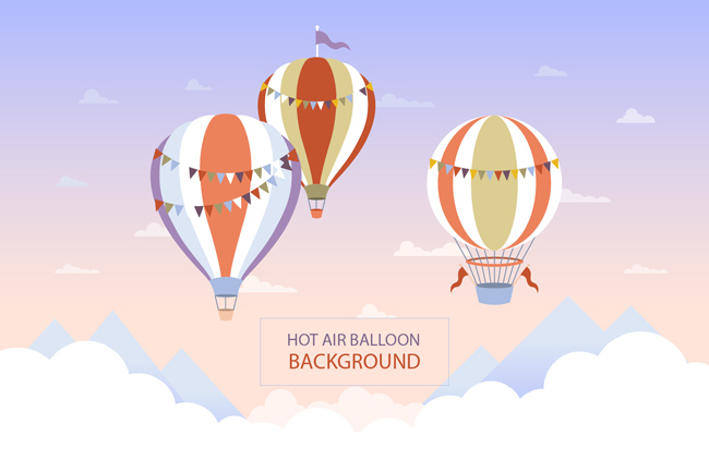 创意卡通旅游体验热气球项目背景设计