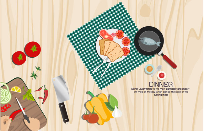 扁平化美食餐饮创意海报背景设计素材