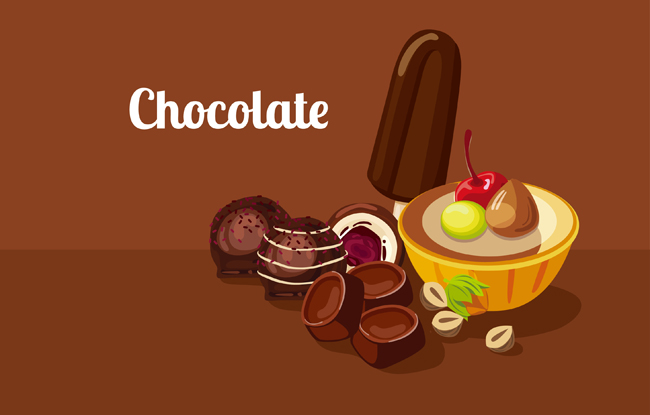 巧克力雪糕海报美食背景设计素材