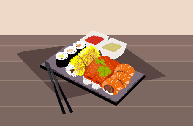 日本美食餐厅海报背景设计矢量素材