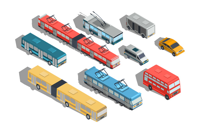 各种电车公交运输车辆造型设计素材