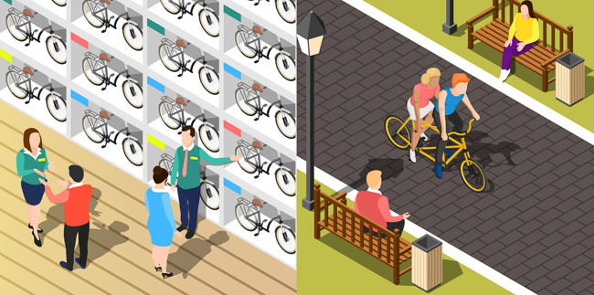 自行车店共享单车场景设计