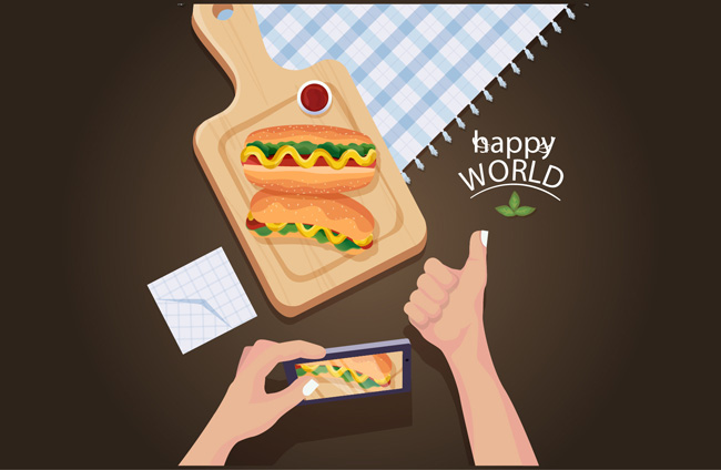 汉堡美食创意餐饮海报背景设计素材