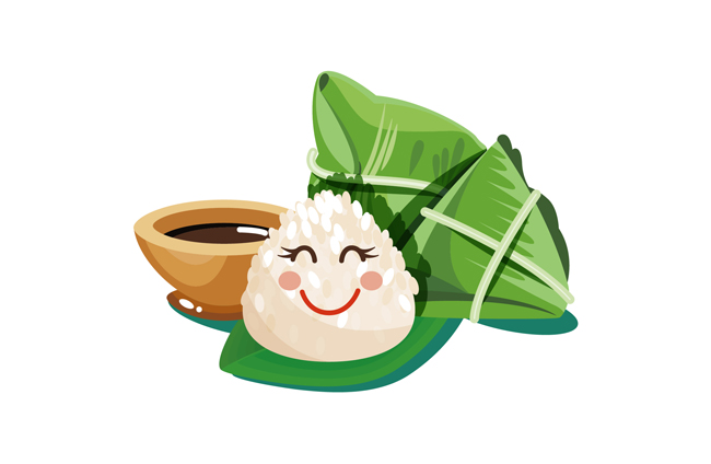 可爱手绘卡通端午节粽子造型背景设计素材
