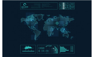蓝色科技世界地图创意背景设计矢量素材