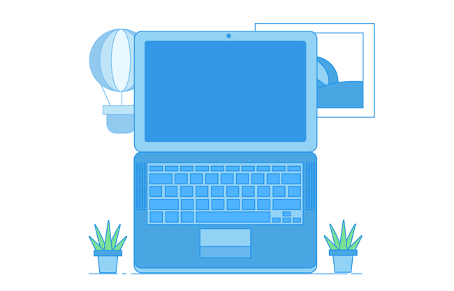 蓝色简易化电脑笔记本背景设计素材