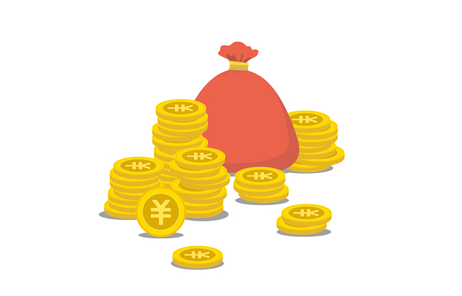 钱袋金币元素扁平化背景设计素材