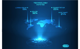 蓝色世界地图炫光科技背