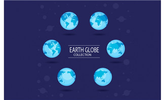 手绘扁平风格蓝色地球插图背景素材设计