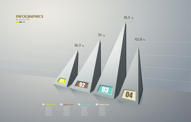 立体三角图表设计矢量图