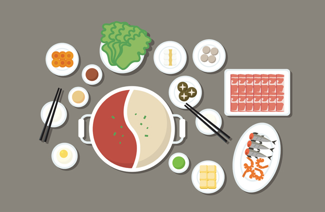 扁平化火锅创意美食海报背景设计素材